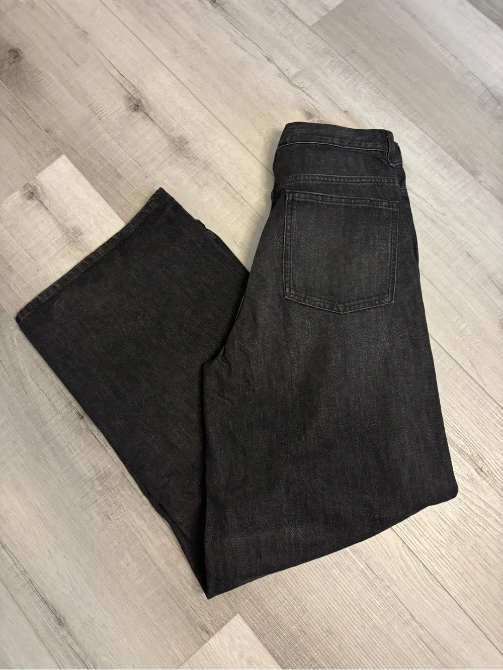 Zara The Crossed Waist Wide Leg Jeans Black Denim Women’s 10 NWT*